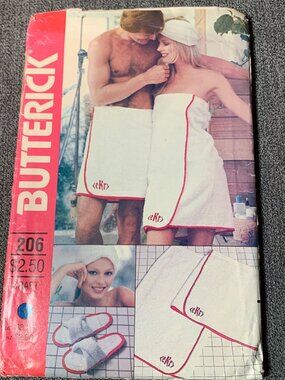 Butterick 206 Misses' & Men's Bath Accessories & Monogram Transfer Uncut